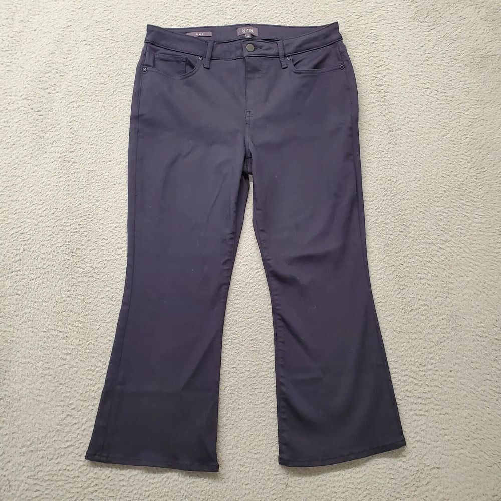 NYDJ Pants Womens 10 Blue‎ Flared Lift Tuck Flat Front Pockets Mid Rise Casual